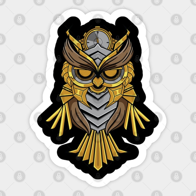 Mecha Clock Owl Sticker by Pixeldsigns